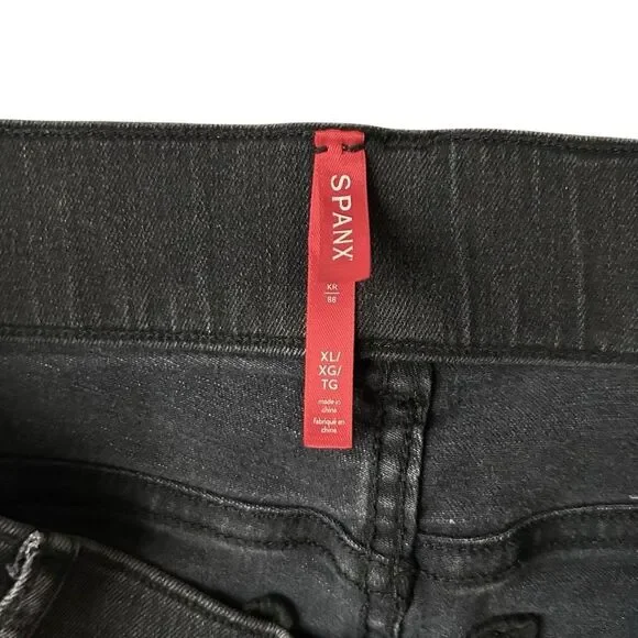 SPANX Straight Leg Jeans Vintage Black Stretch Shaping High Rise Pull On Size XL - Picture 4 of 5